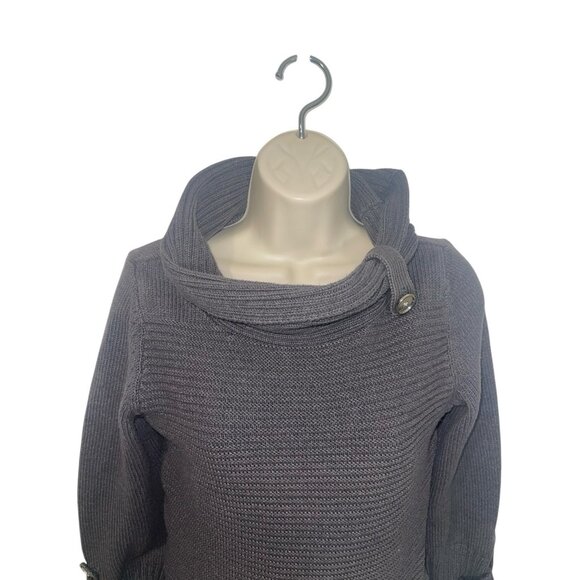 JONES NEW YORK SIGNATURE Women's Size Small Thick Knit Cowlneck Grey Sweater - Picture 3 of 12
